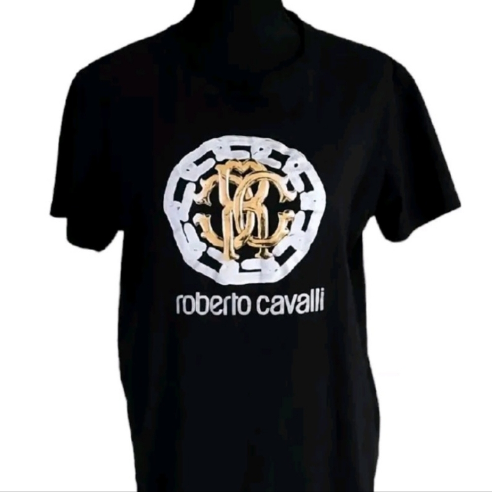 Roberto Cavalli Tshirt, Black, Short Sleeve, Mens Size Lg.